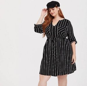 TORRID BLACK STRIPE CHALLIS SHIRT DRESS